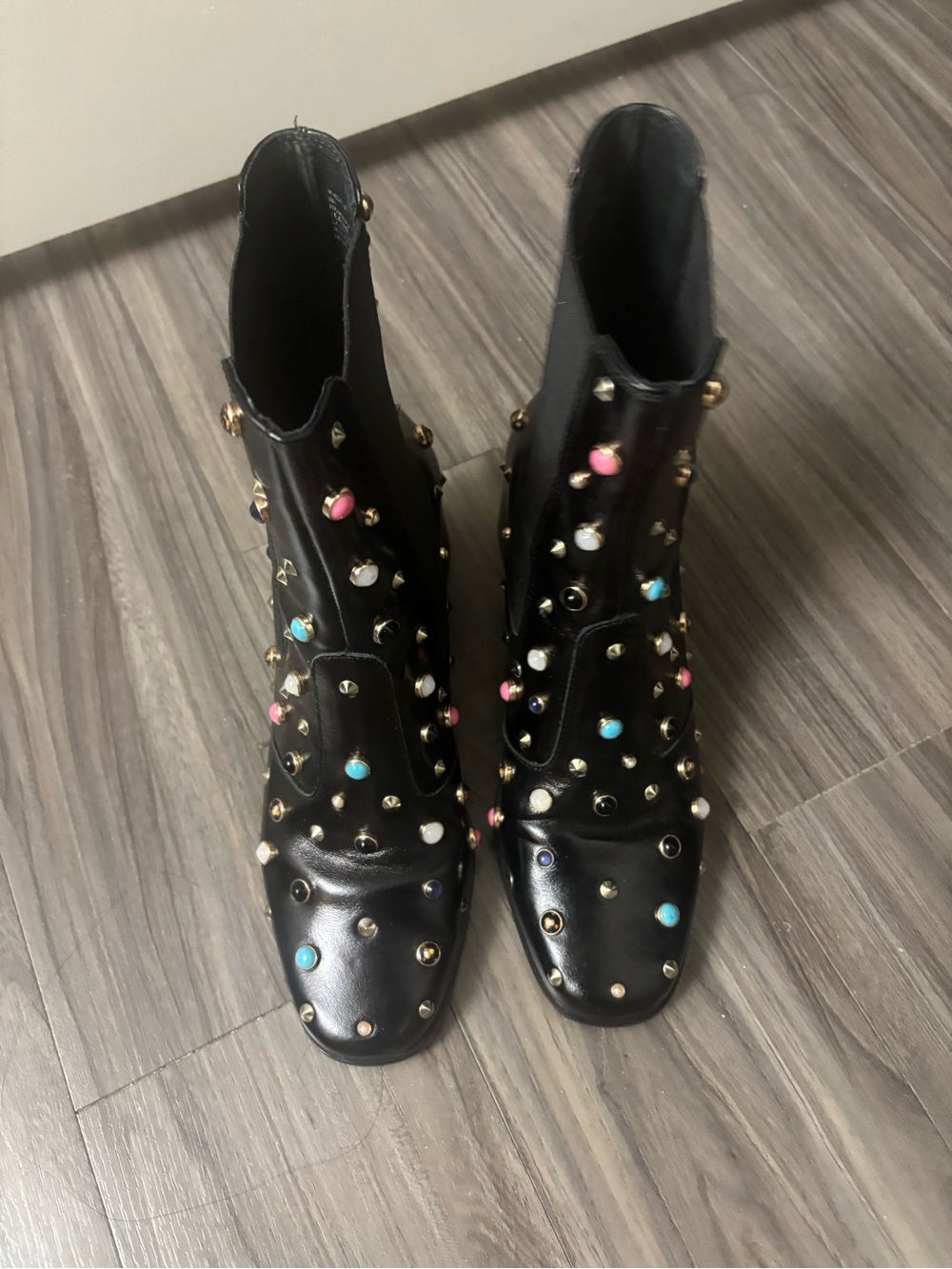 Cecelia Boots - Whistle Studded Leather Block Heel Booties size 9